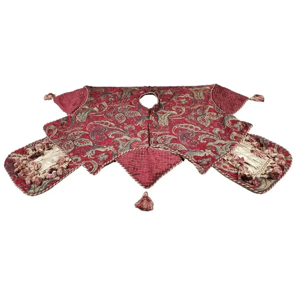 Bella Rose Christmas Tree Skirt Design By Chateau Red and Gold Pattern